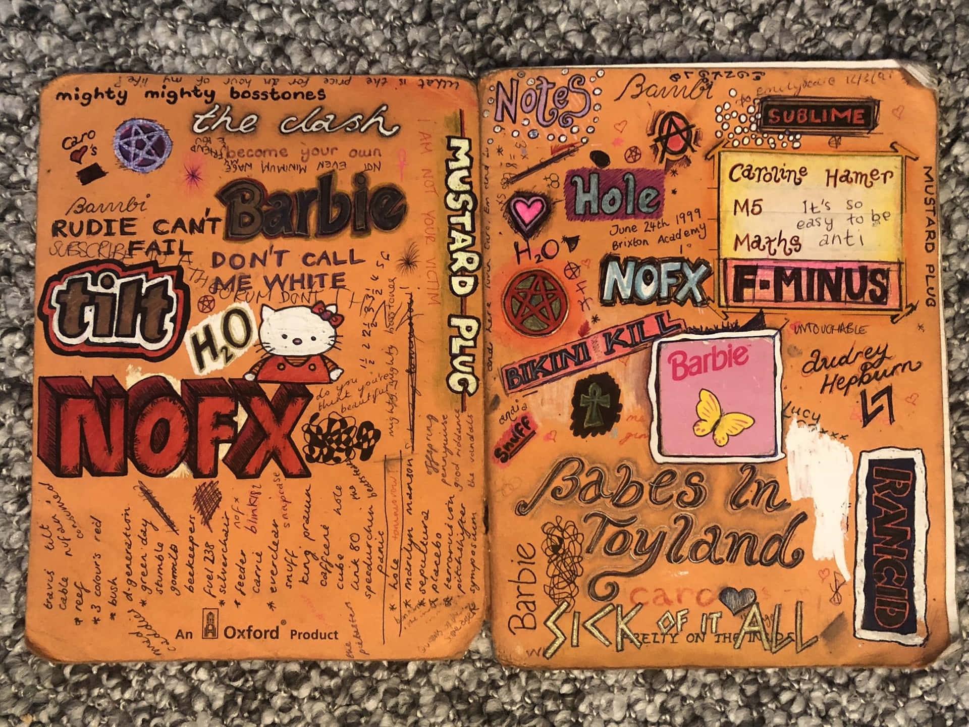 Punk Rock Band Stickers Notebook Cover Background