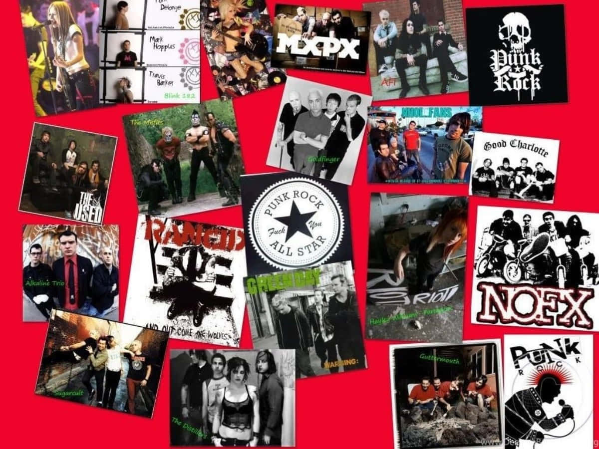 Punk Rock Bands And Artists On A Red Wall