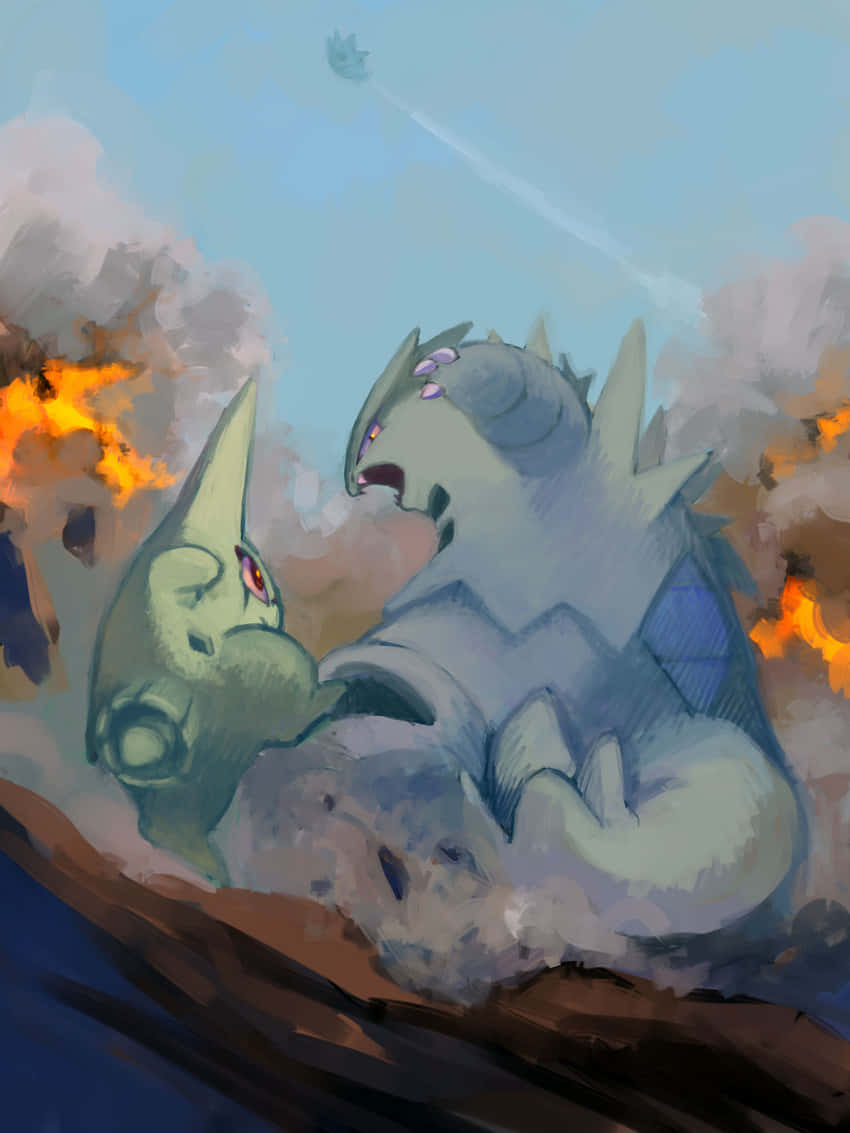 Pupitar_ Evolving_into_ Tyranitar_ Artwork Background