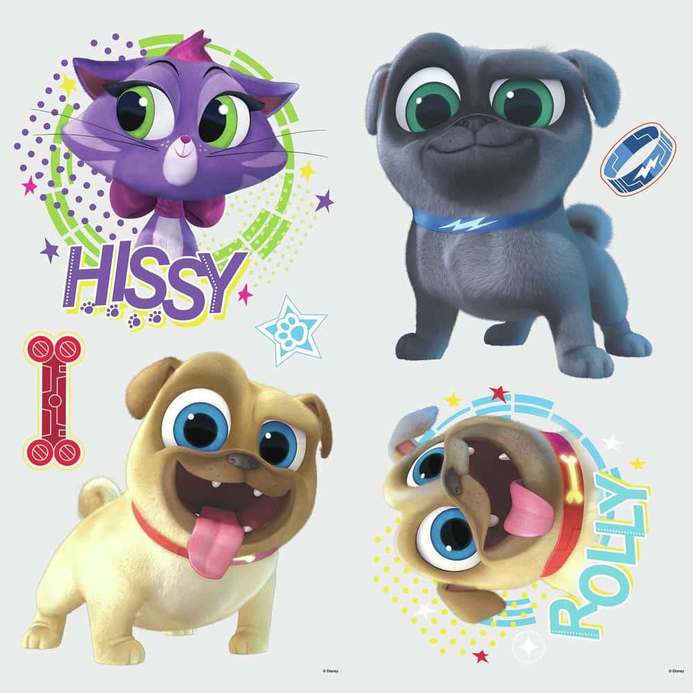 Puppy Dog Pals Four Stickers Background