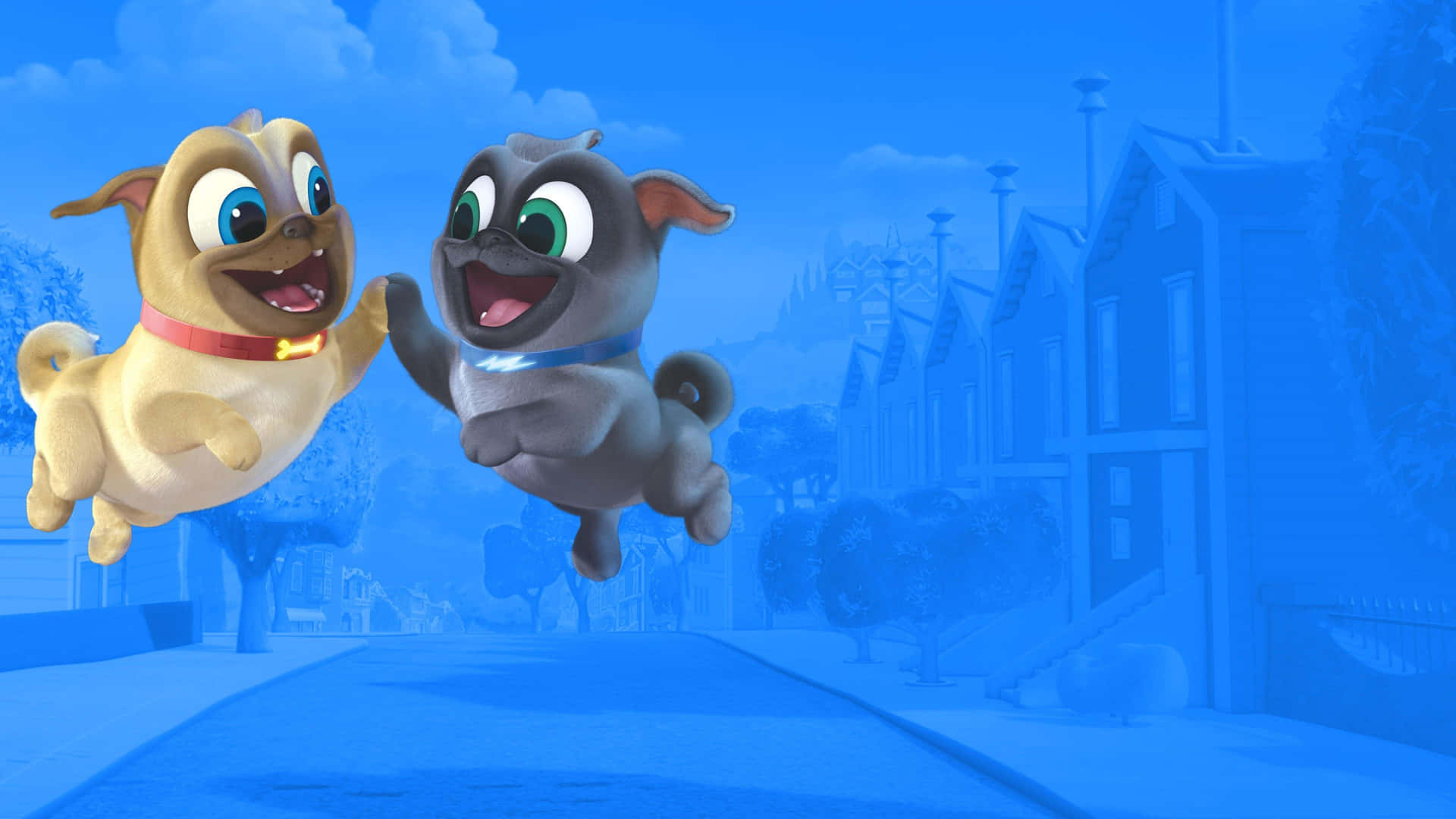 Puppy Dog Pals Jumping High Five Background