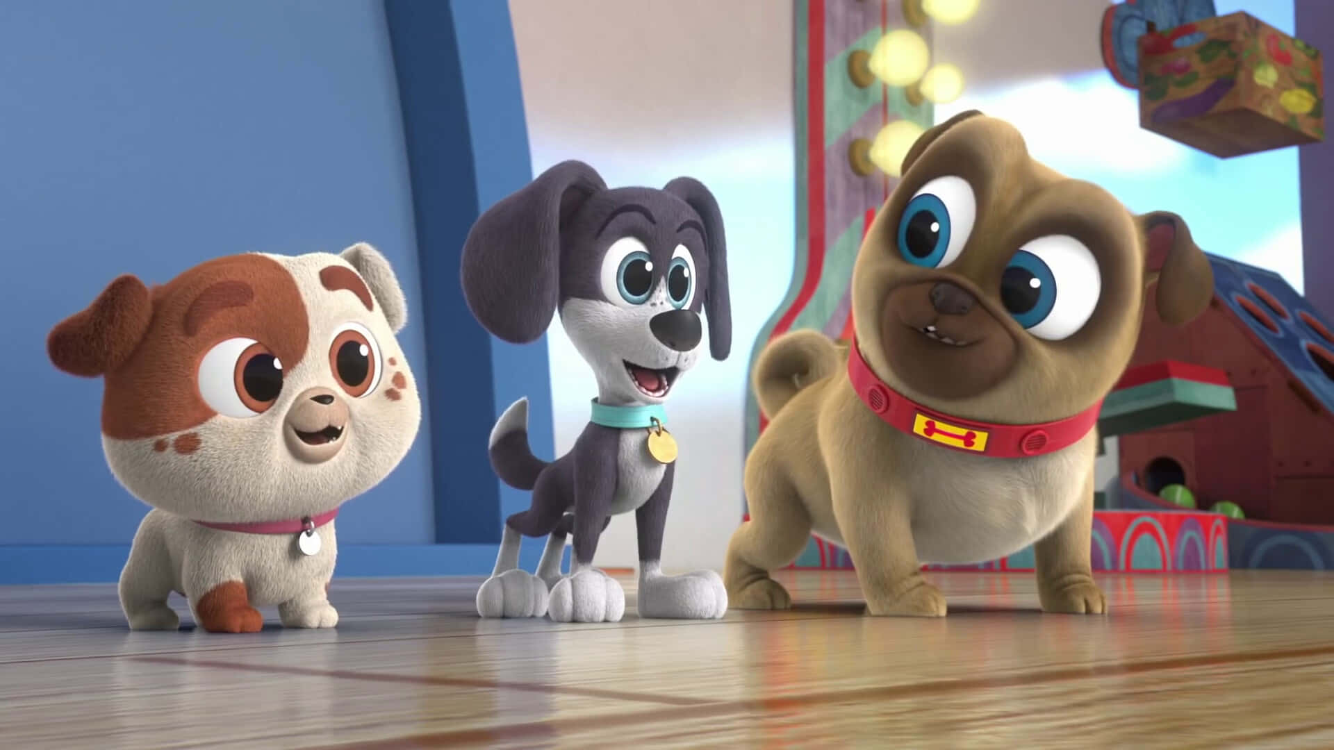 Puppy Dog Pals Rolly With Friends Background