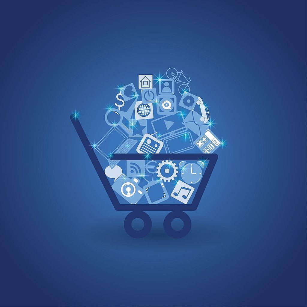 Purchase Cart Blue Aesthetic Background