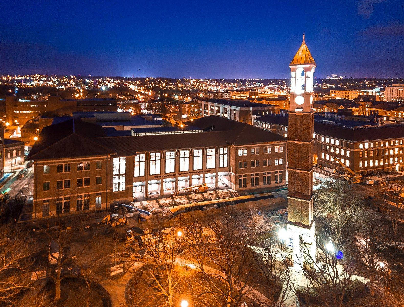 Purdue University Bell Tower At Night Background