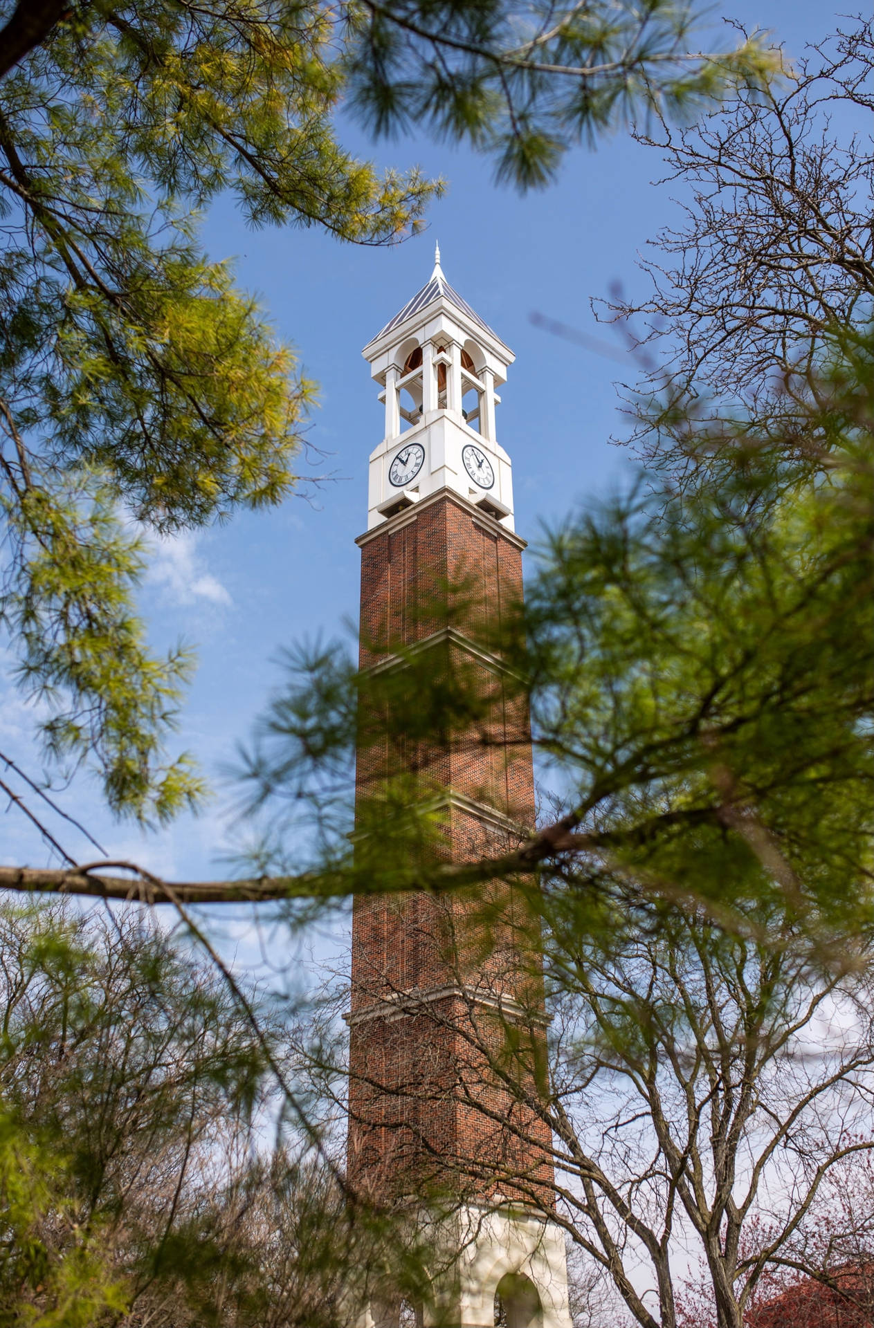 Purdue University Bell Tower With Trees Background