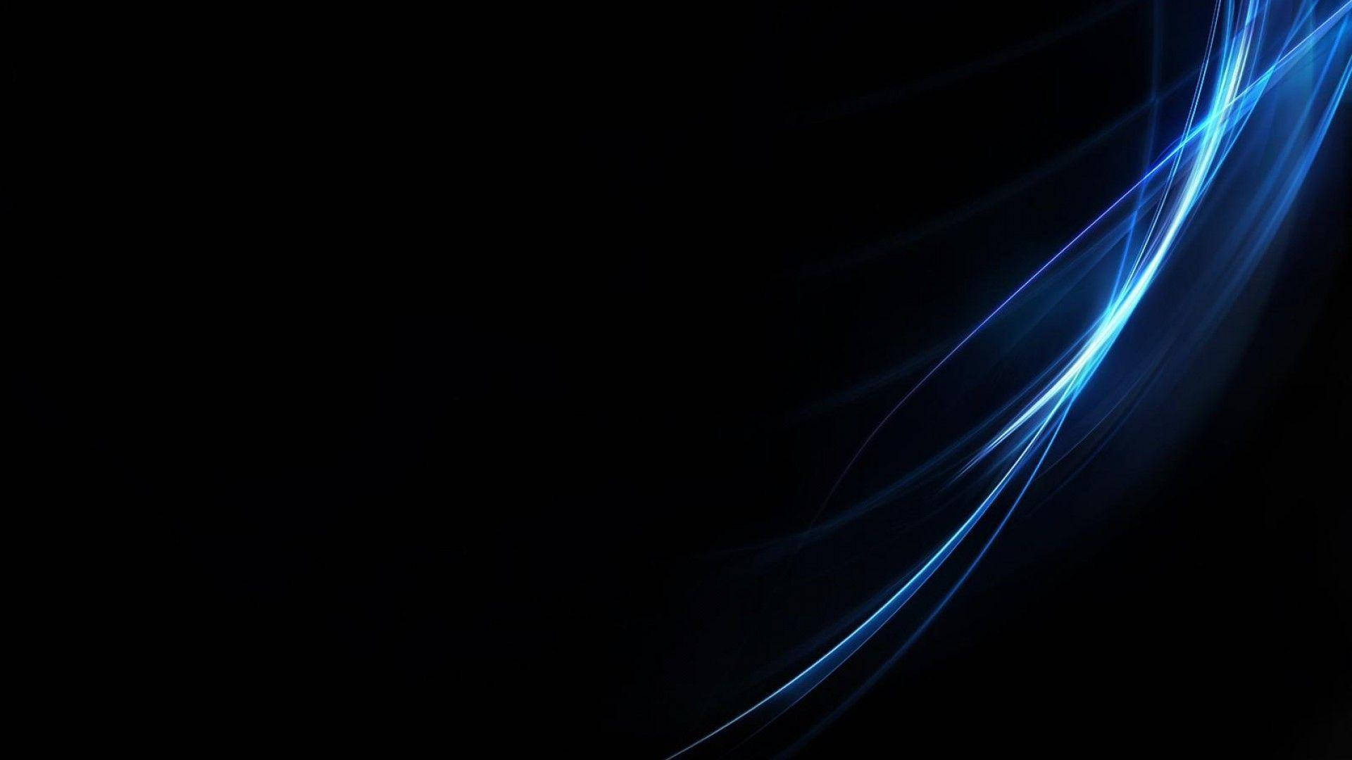 Pure Black And Neon Blue Streaks Background