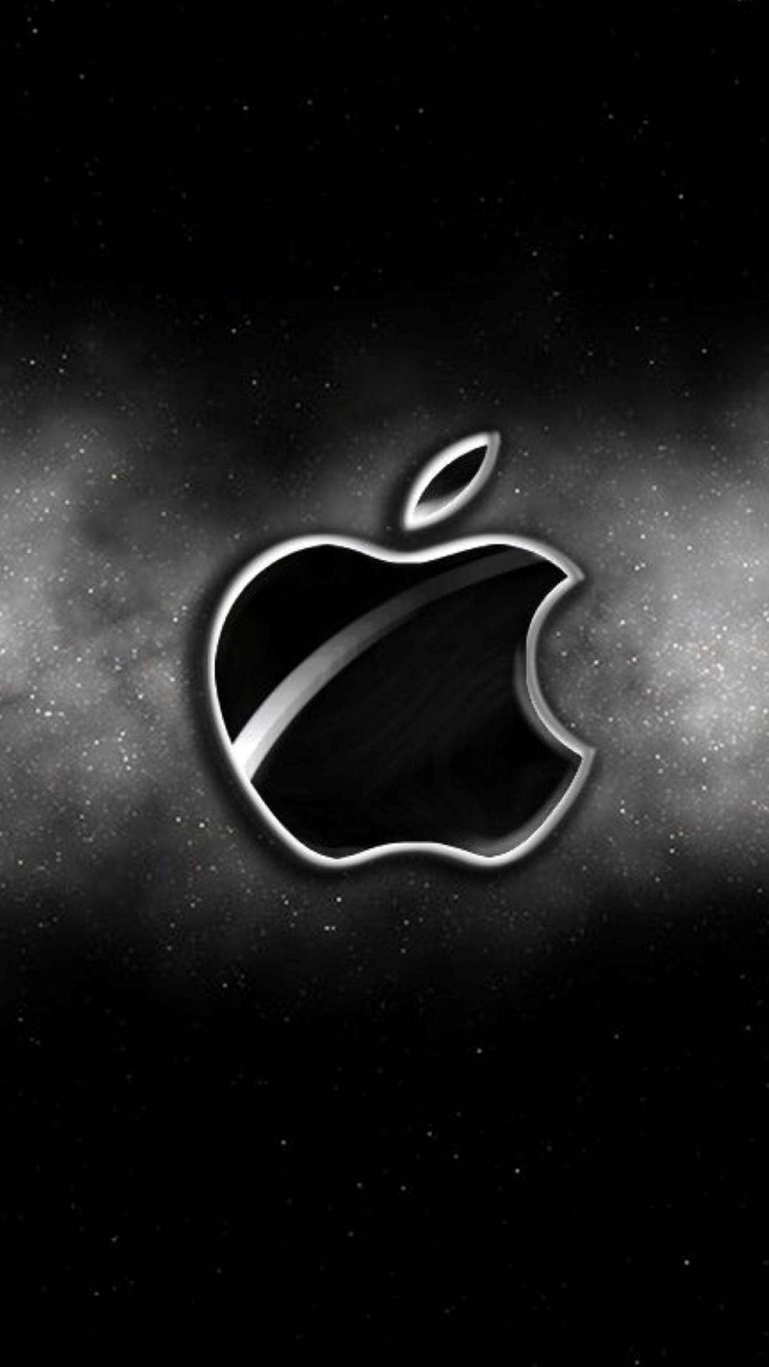 Pure Black Shiny Apple Iphone Logo Background