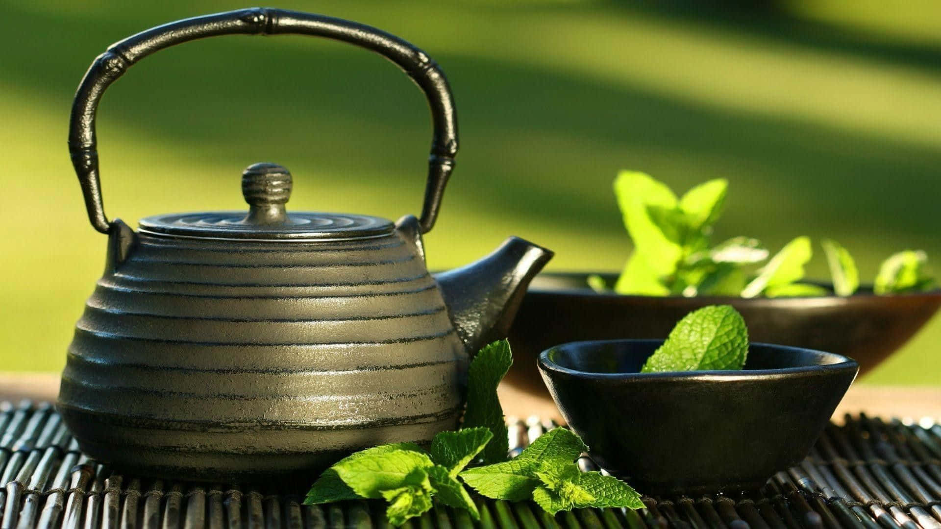 Pure Matcha Green Tea Powder In A Bowl Background