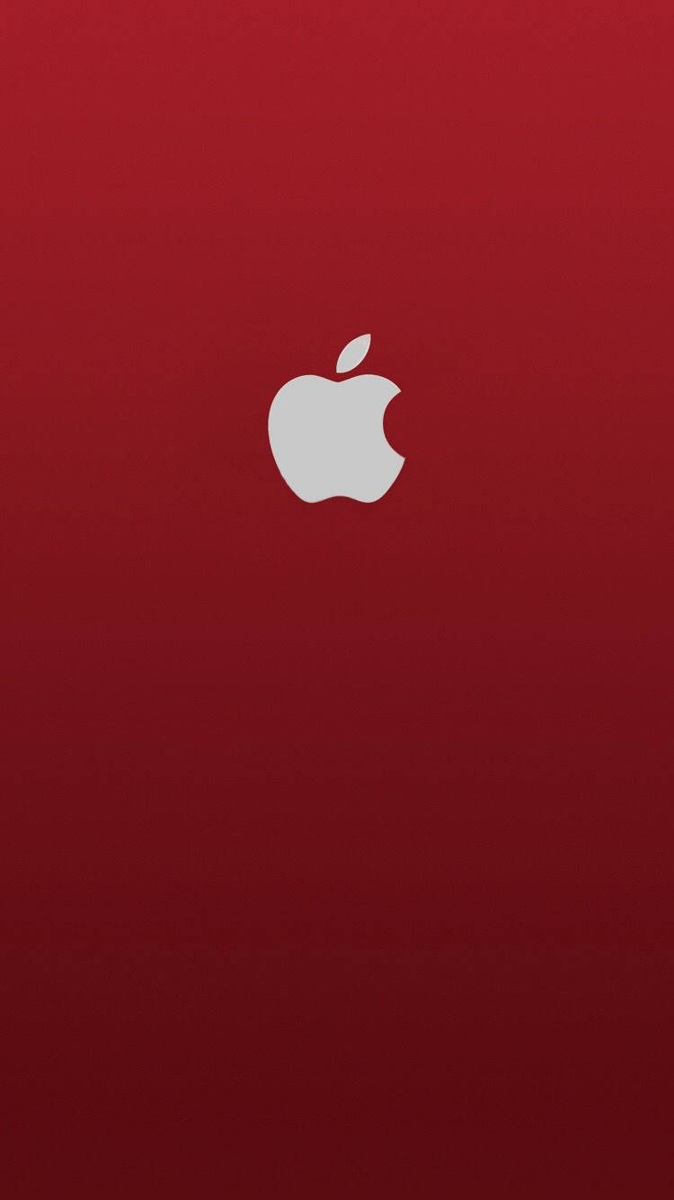 Pure Red With White Apple Logo Background