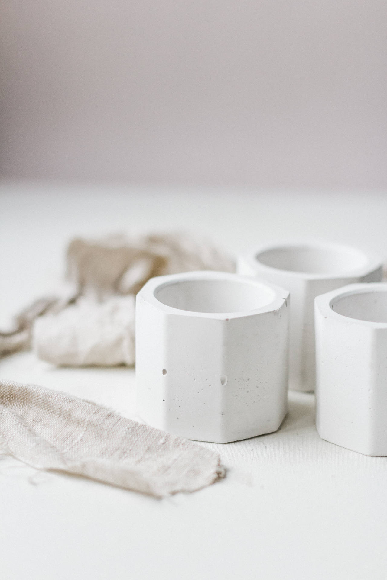 Pure White Ceramic Cups Background