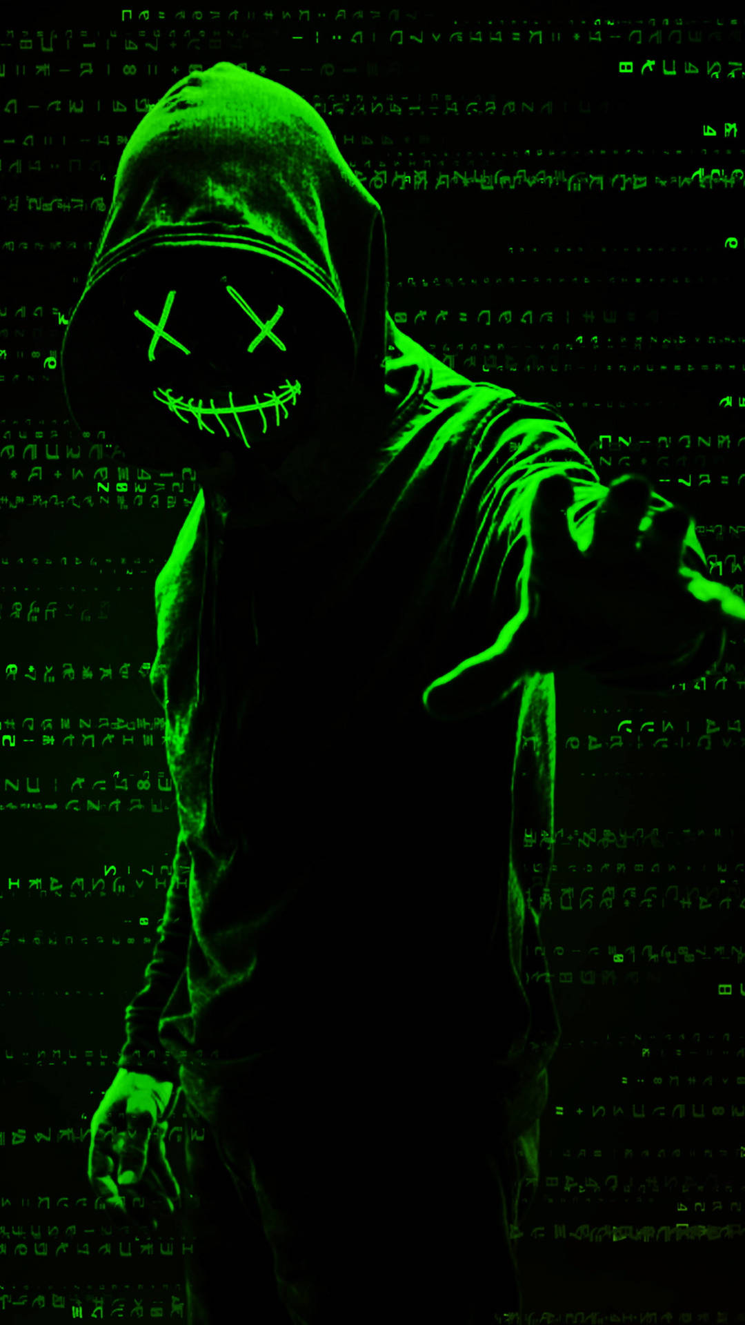 Purge Mask Green Binary Code Background