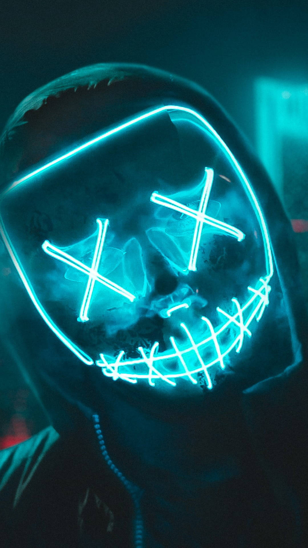 Purge Mask Neon Cyan Background