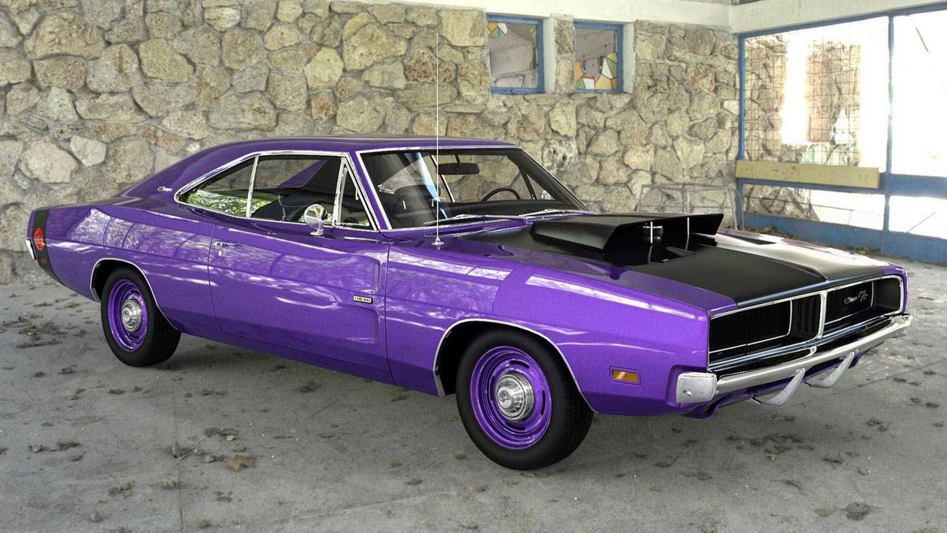 Purple 1969 Dodge Charger Background
