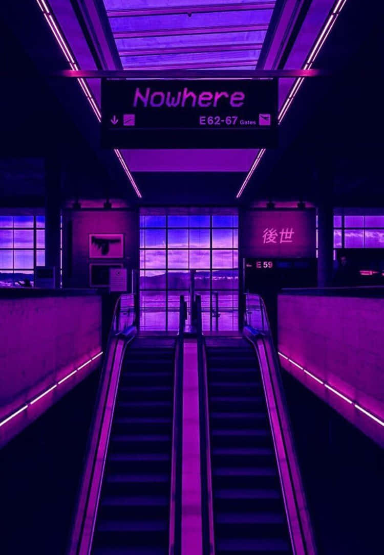 Purple 90s Anime Aesthetic Mall Background