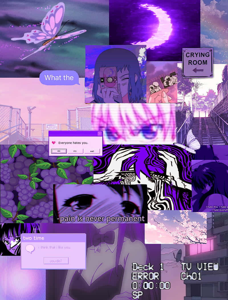 Purple_ Aesthetic_ Anime_ Collage Background