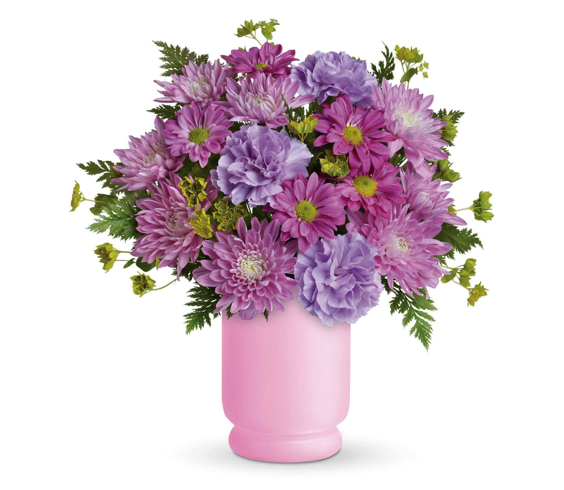 Purple Aesthetic Bouquet In Flower Vase Background