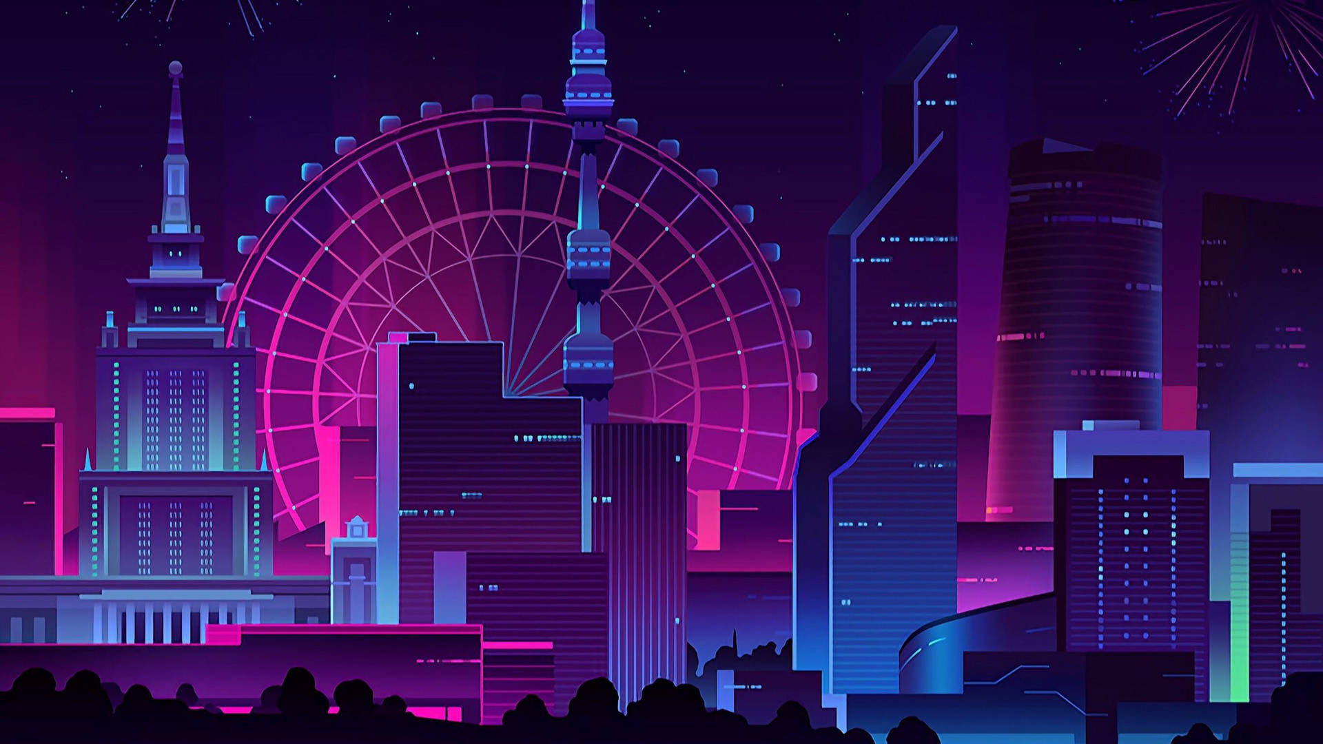 Purple Aesthetic City Background Art Background