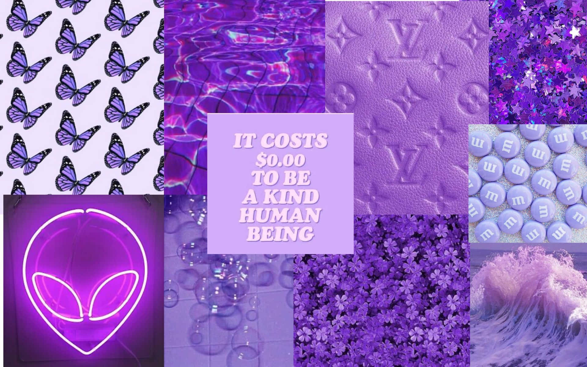 Purple Aesthetic Collage Be Kind Quote Background