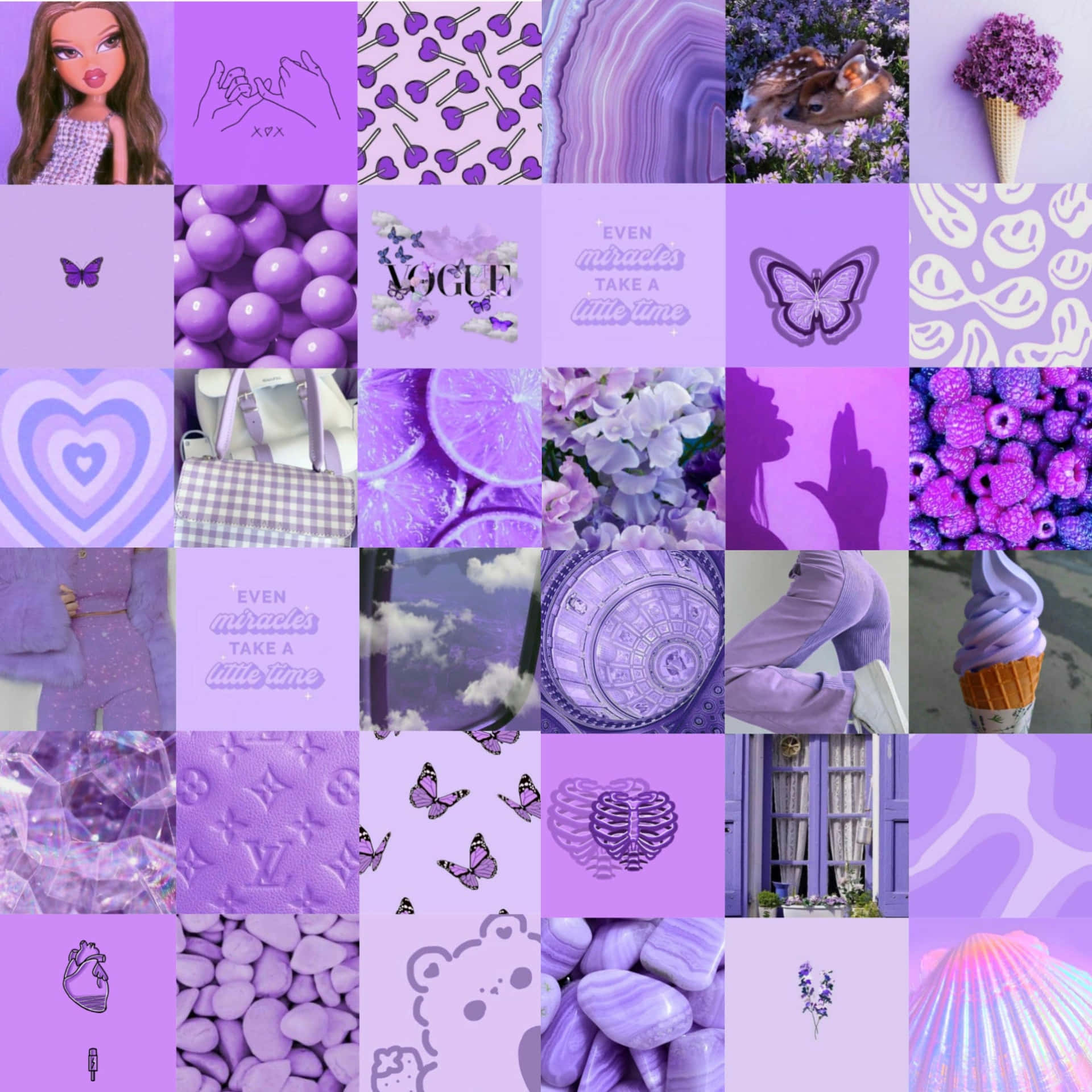 Purple Aesthetic Collage Bratz Fashion Background