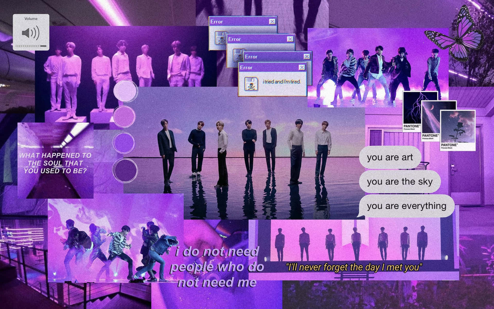 Purple Aesthetic Collage Bts Background