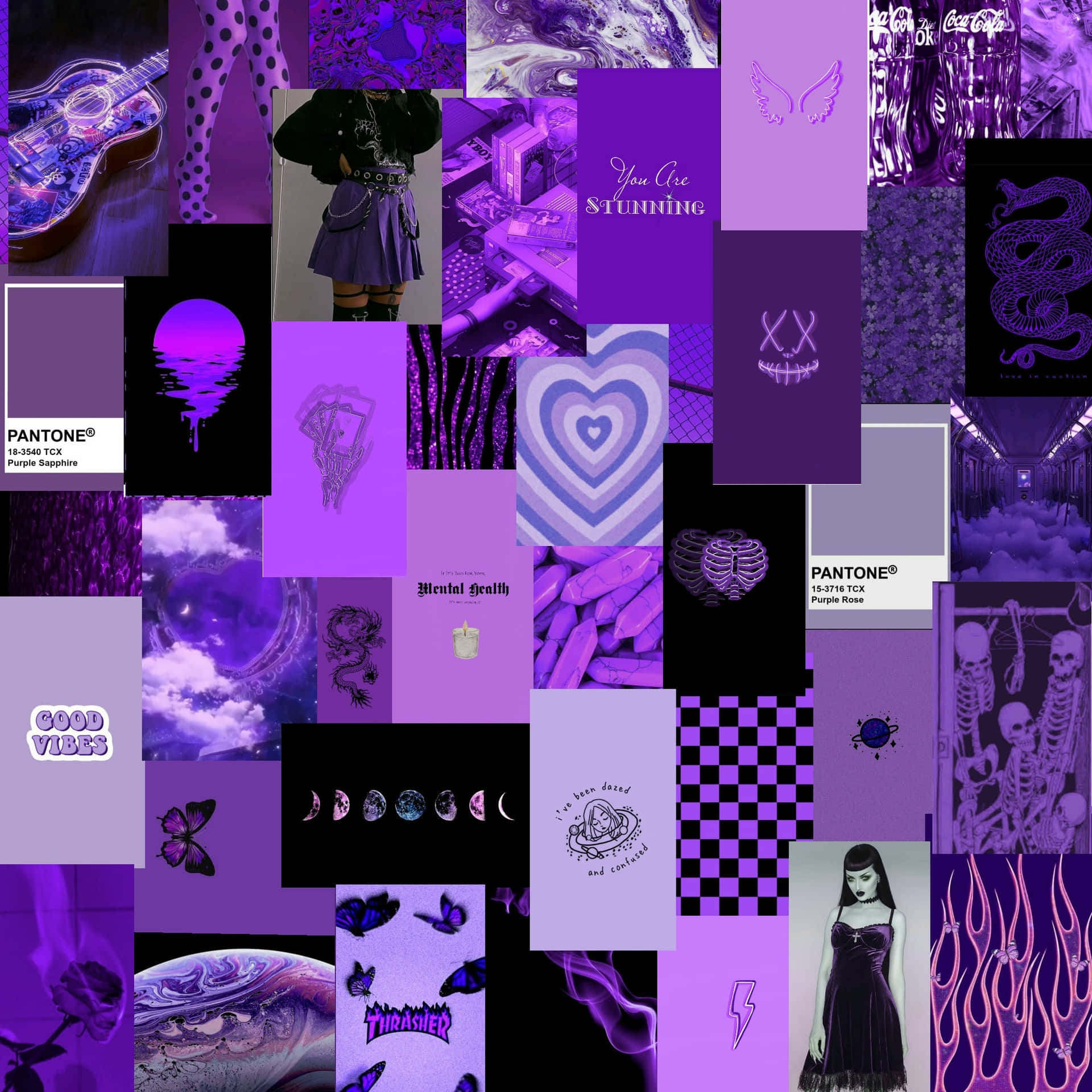 Purple Aesthetic Collage Gothic Fashion Background