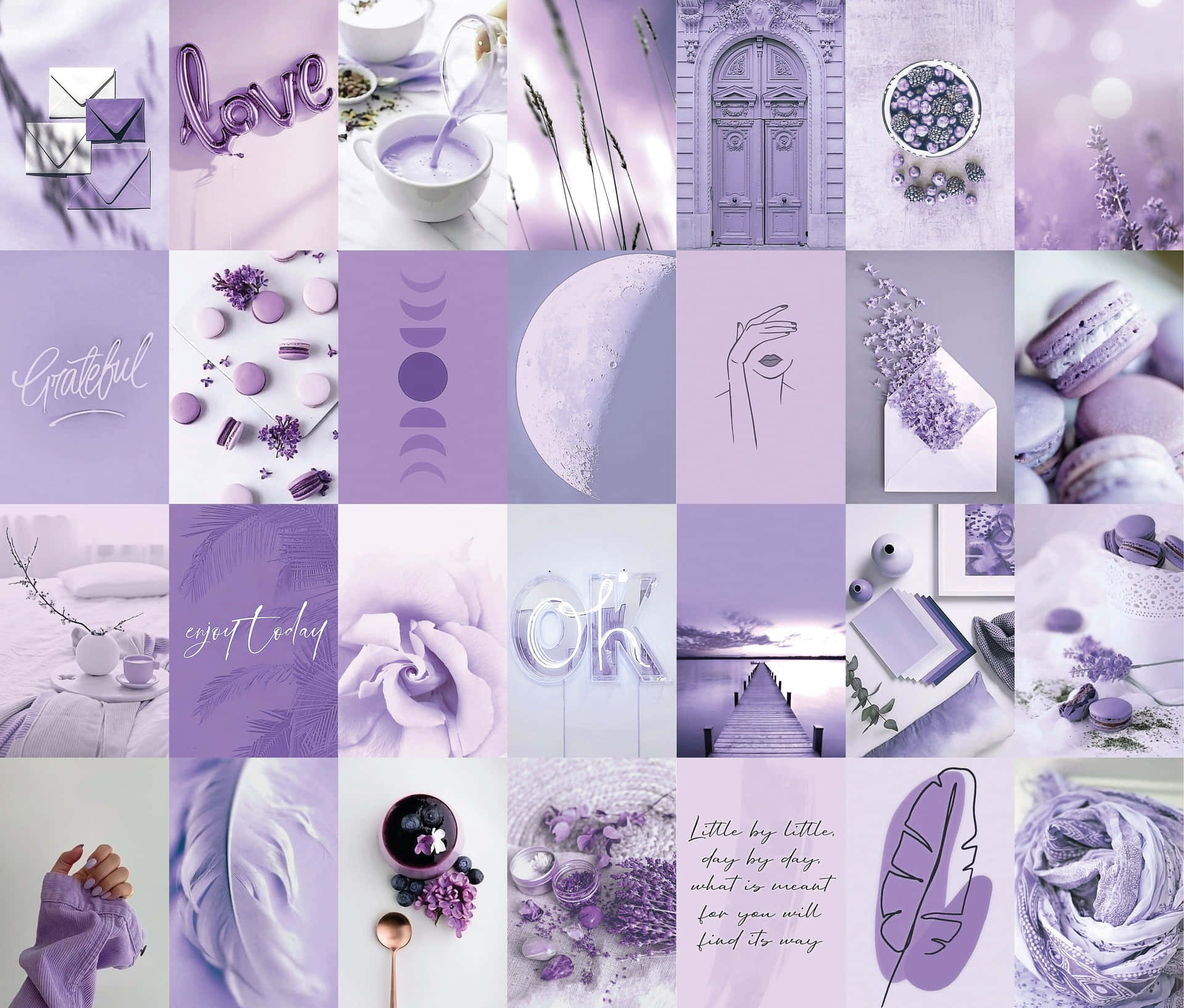 Purple Aesthetic Collage Soft Lavender Background