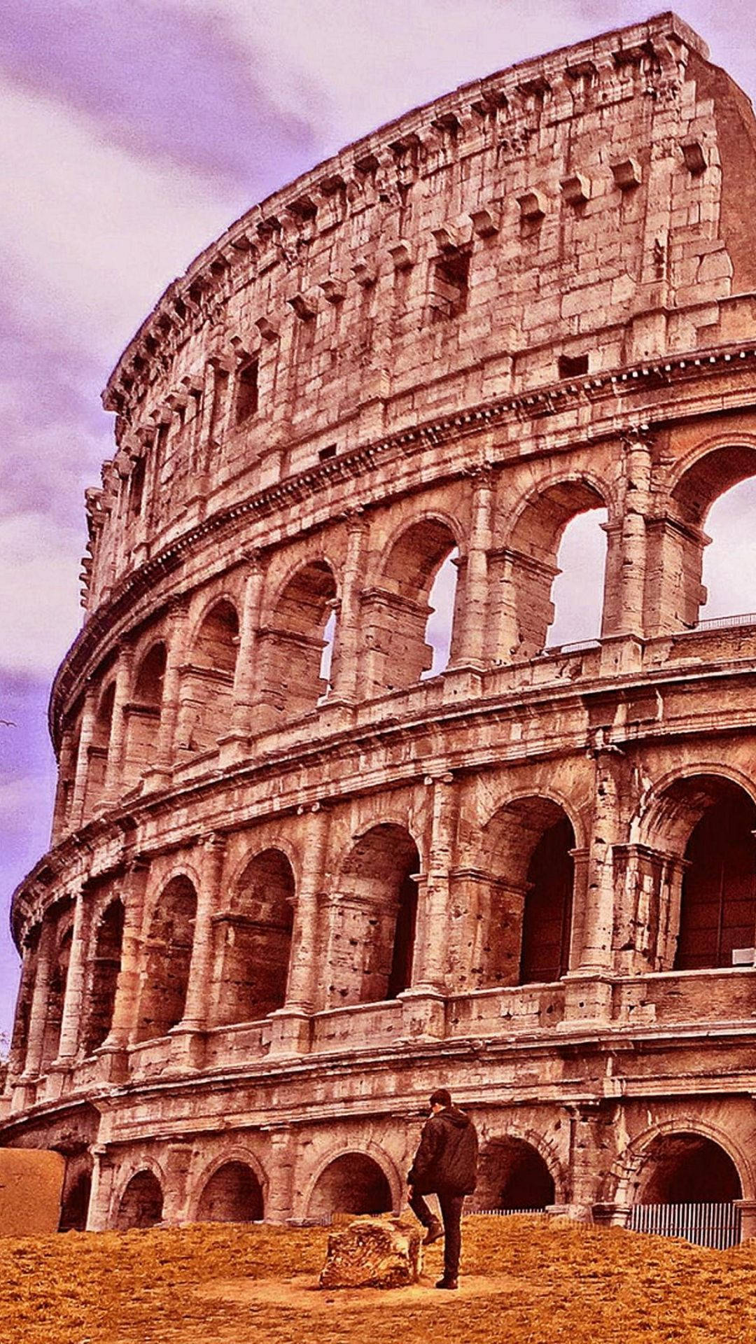 Purple Aesthetic Colosseum Ruins Background