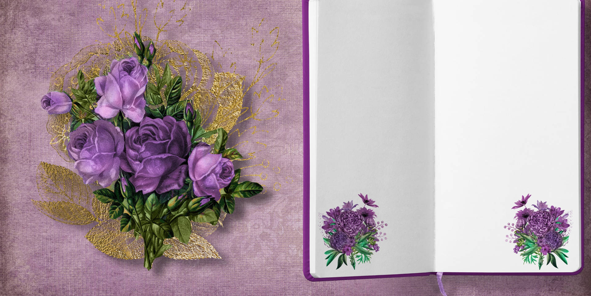 Purple Aesthetic Happy Birthday Flowers Background