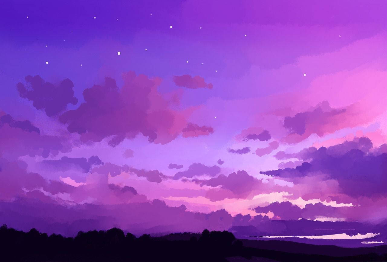 Purple Aesthetic Iphone Background Of Skyline Of