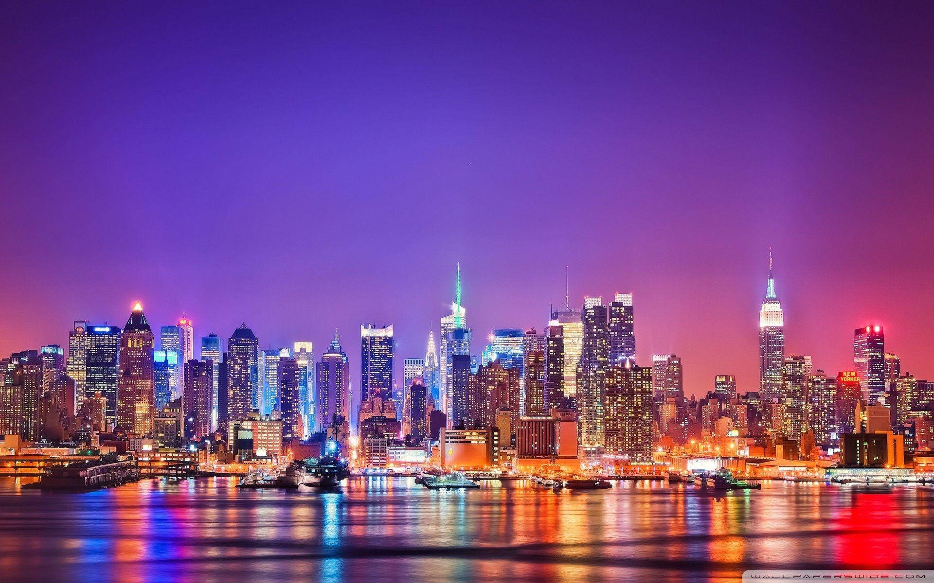 Purple Aesthetic New York Skyline