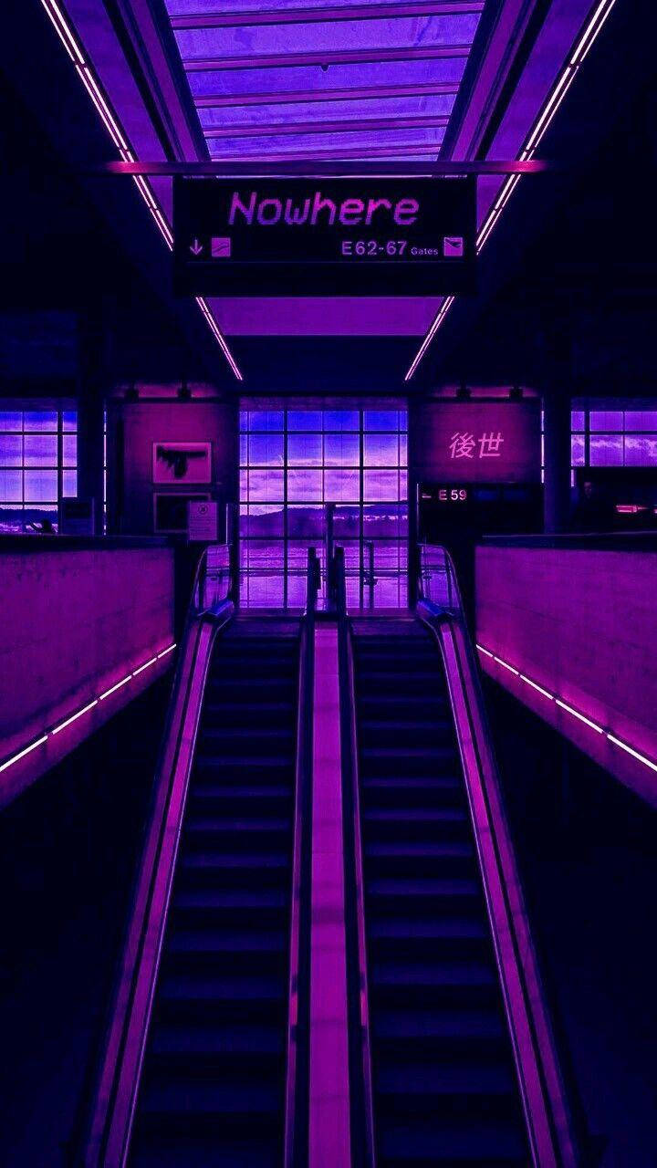 Purple Aesthetic Phone Airport Escalator