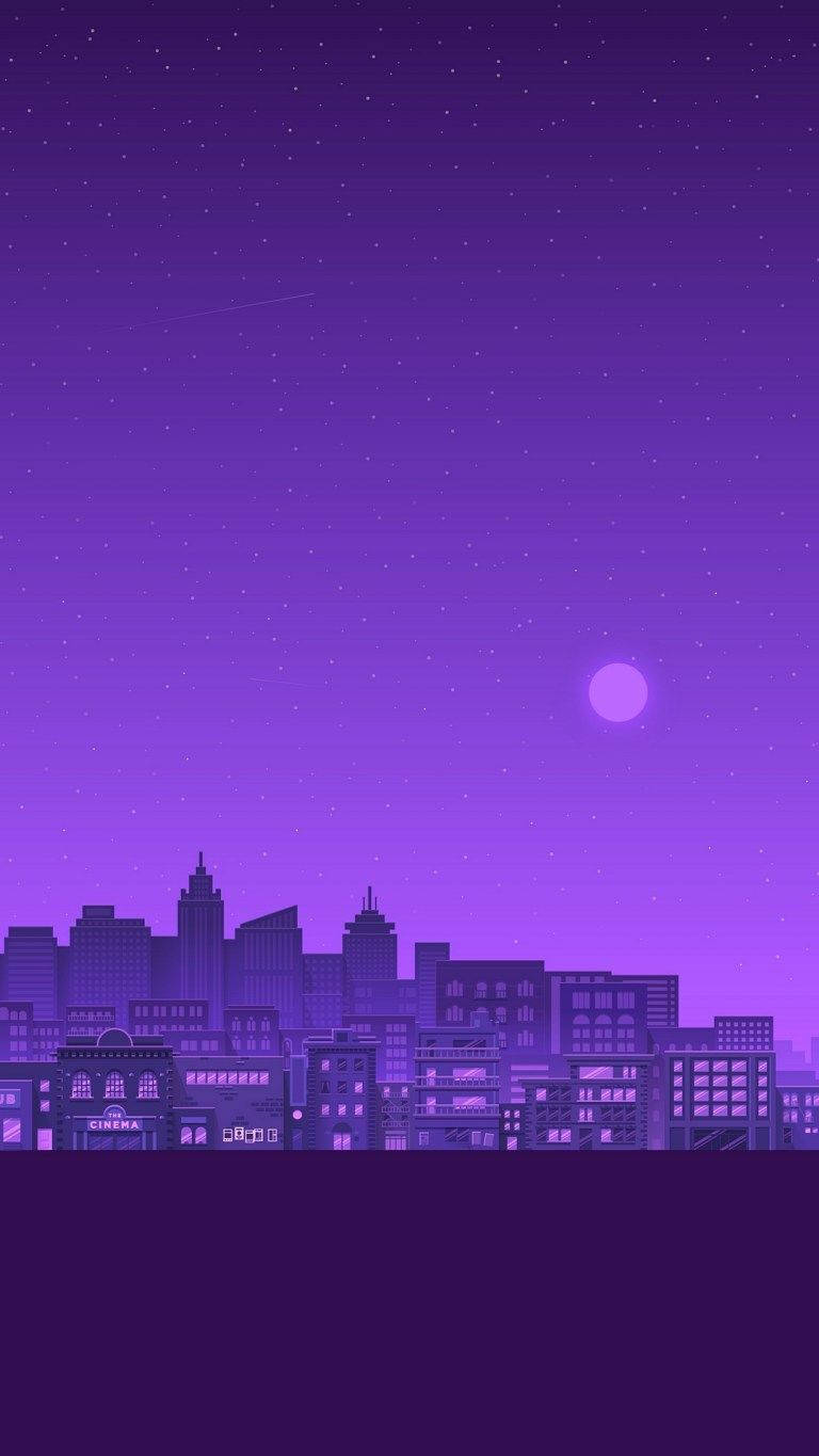 Purple Aesthetic Phone City Background