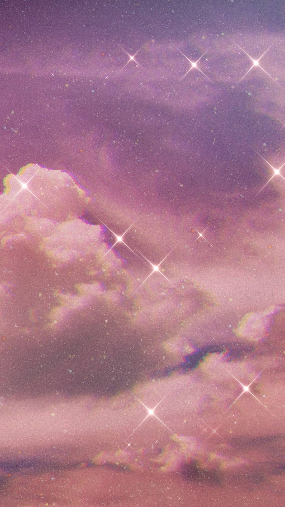 Purple Aesthetic Phone Clouds And Stars Background