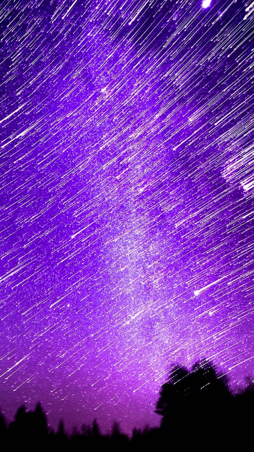 Purple Aesthetic Phone Falling Stars Background