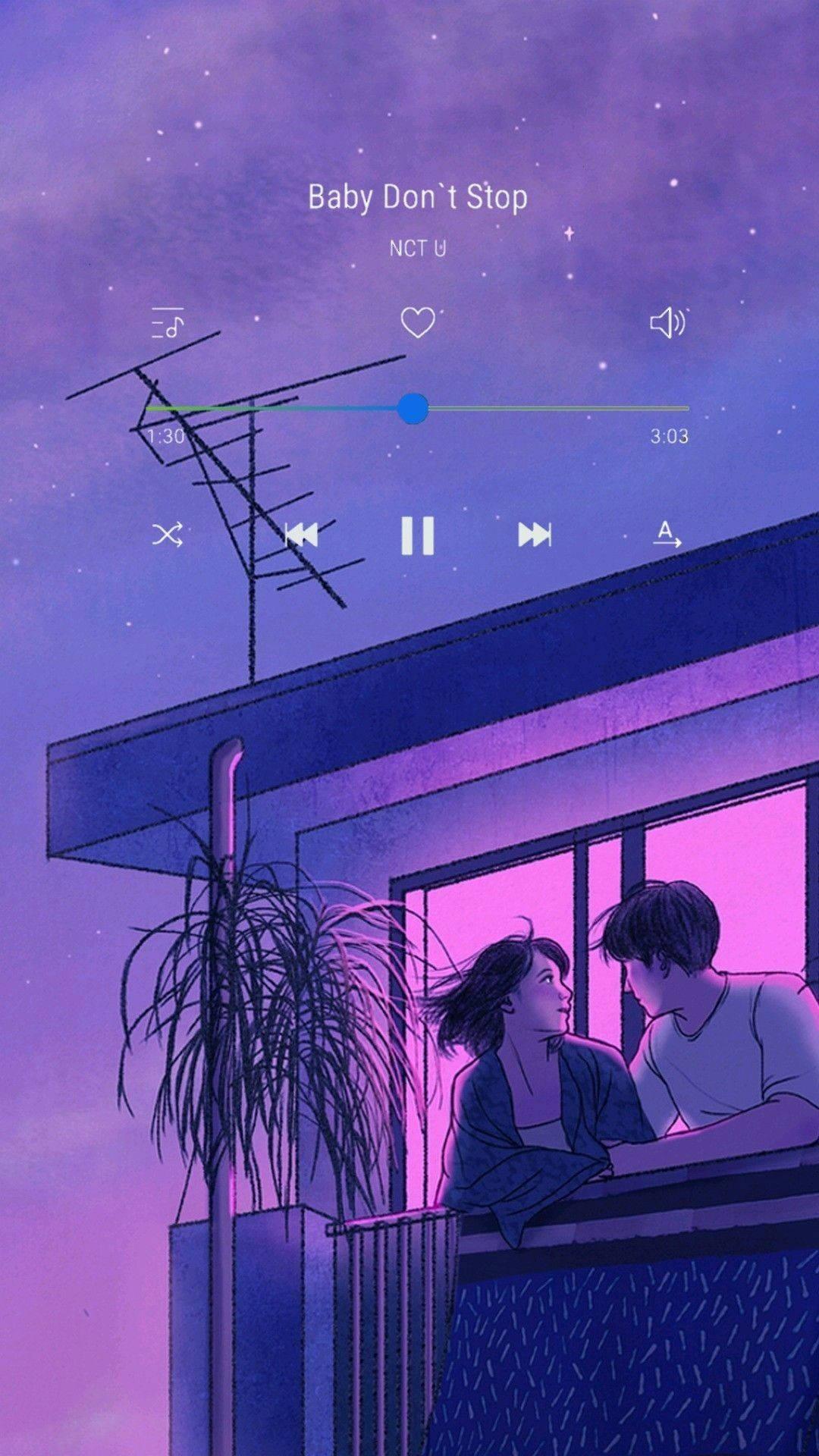 Purple Aesthetic Phone Lovers On A Balcony