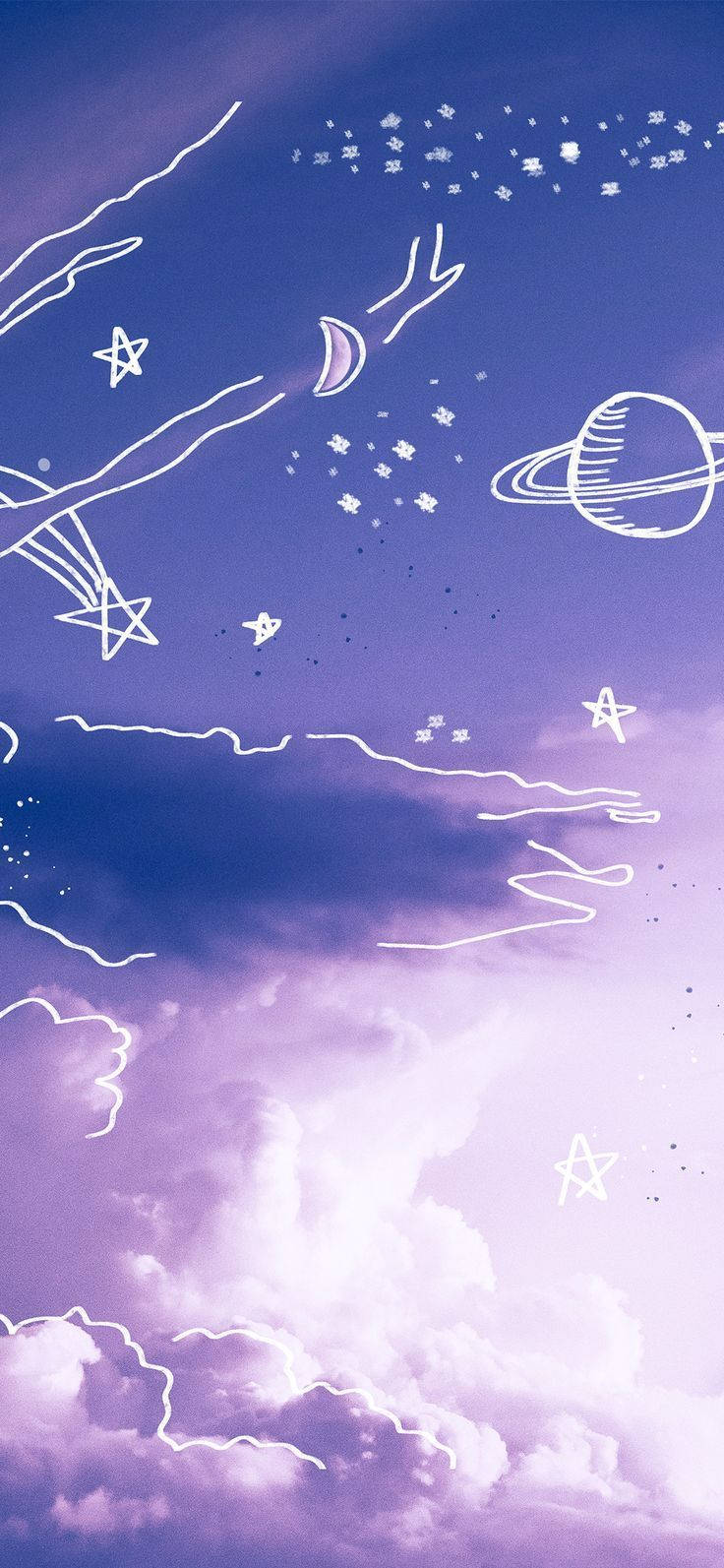 Purple Aesthetic Phone Sky Doodle Background