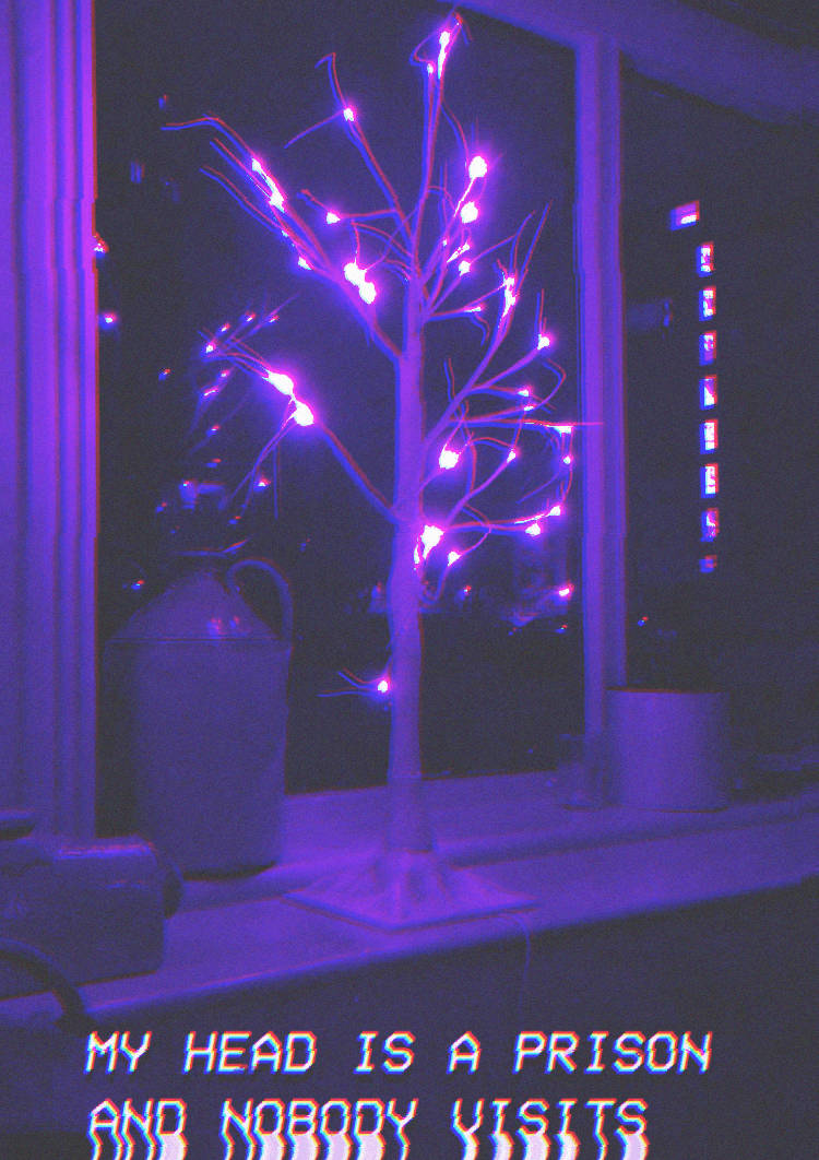 Purple Aesthetic Phone Tree Decor Background