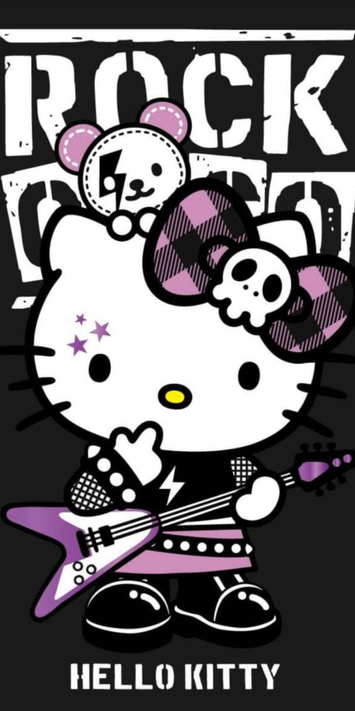 Purple And Black Hello Kitty Rockstar