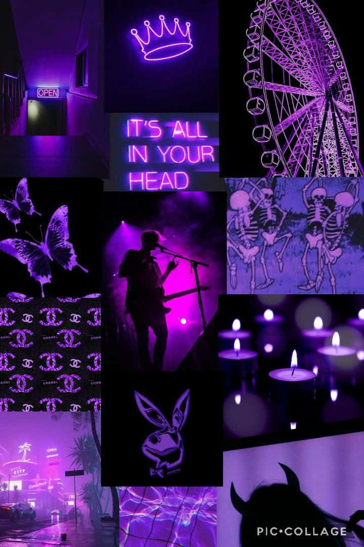 Purple And Black Images With The Words'it's All In Your Head' Background