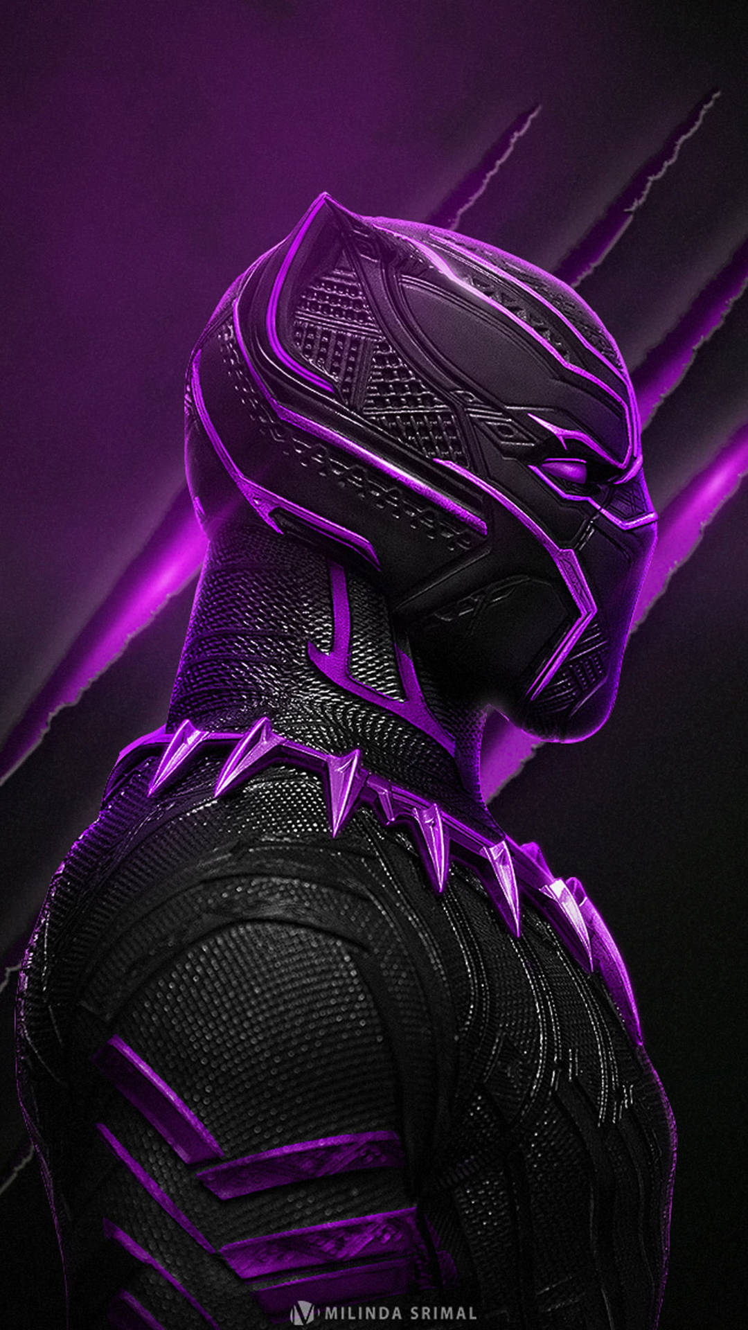 Purple And Black Panther Android Background