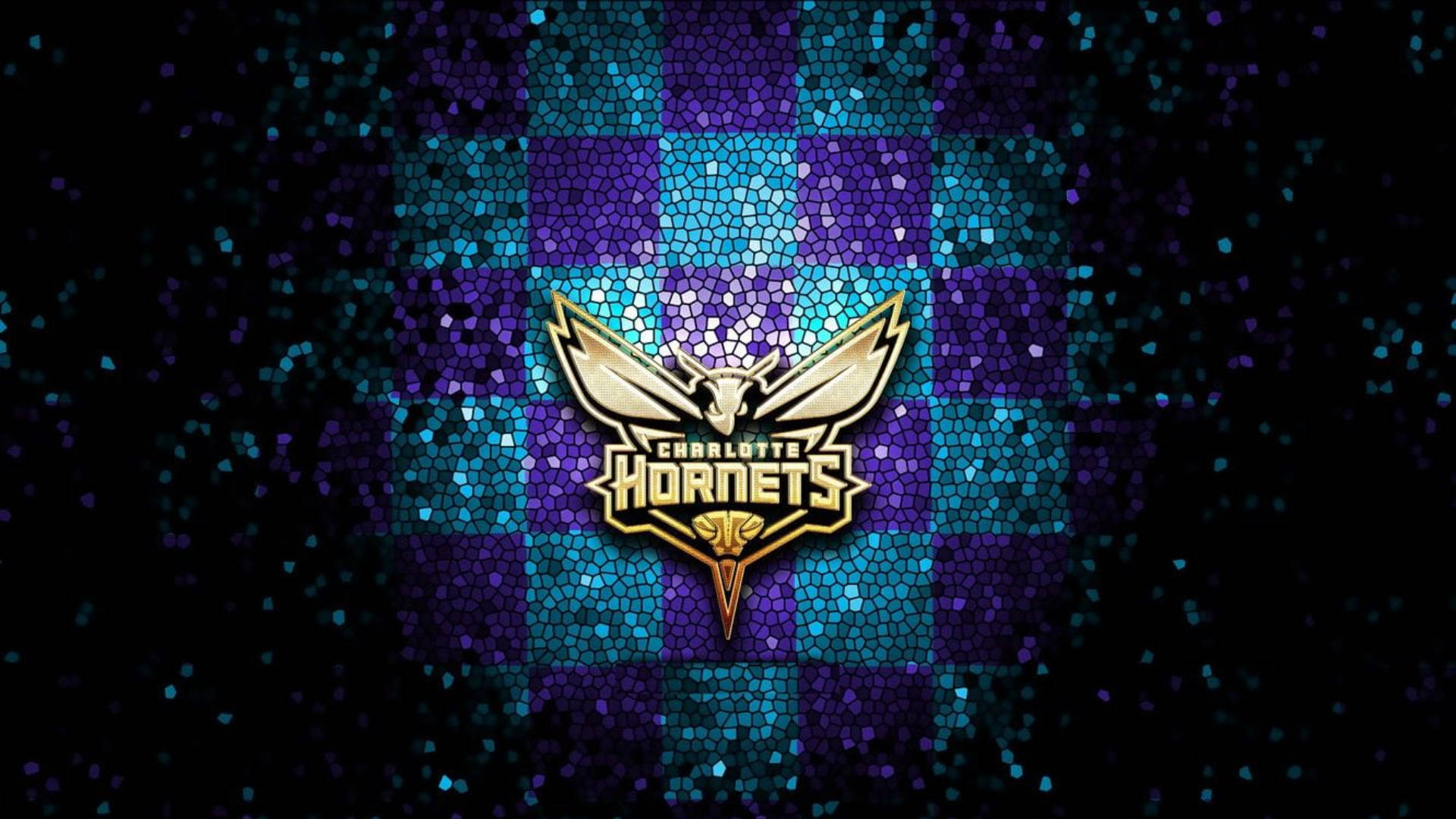 Purple And Blue Checkered Hornets Background