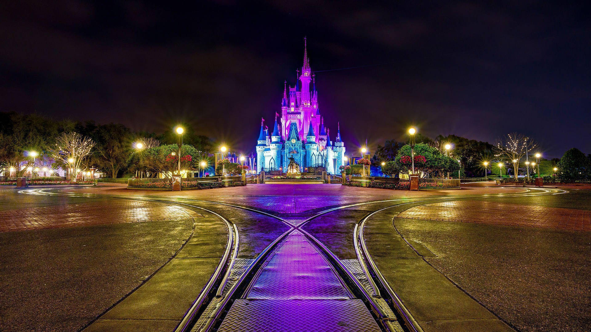 Purple And Blue Disneyland Castle Background