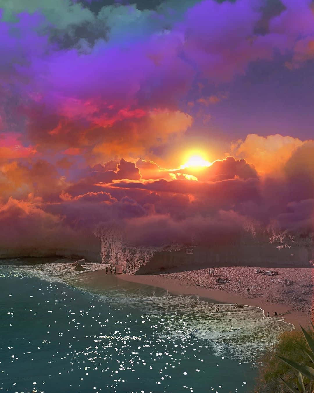 Purple And Orange Trippy Aesthetic Cloud