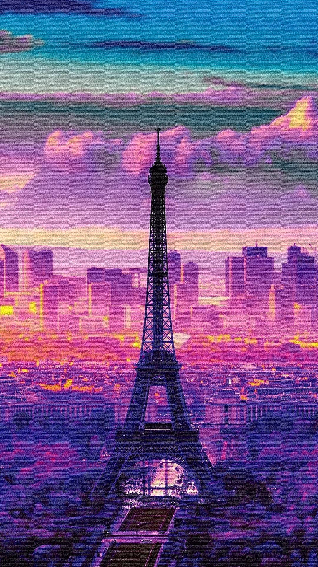 Purple And Pink Paris Background