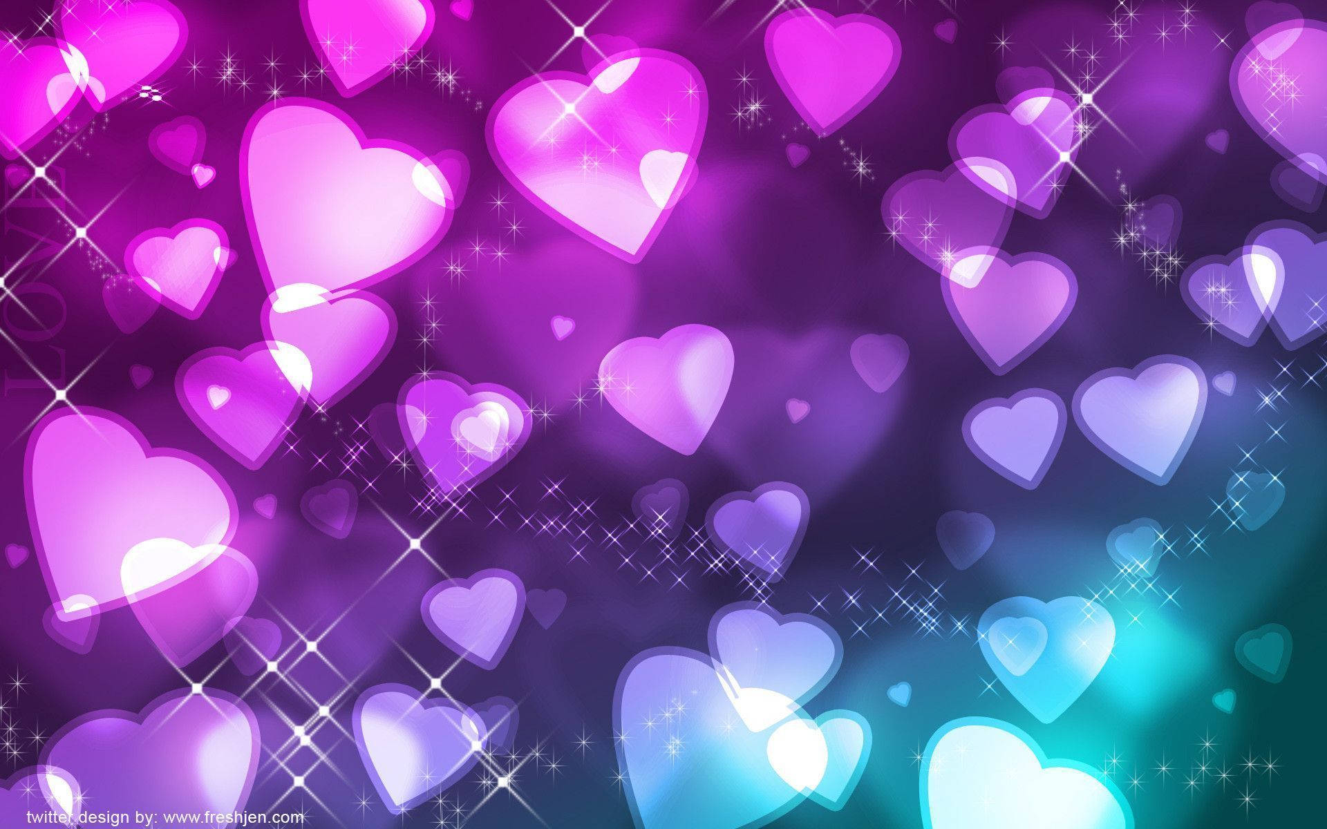 Purple And Teal Love Hearts Background