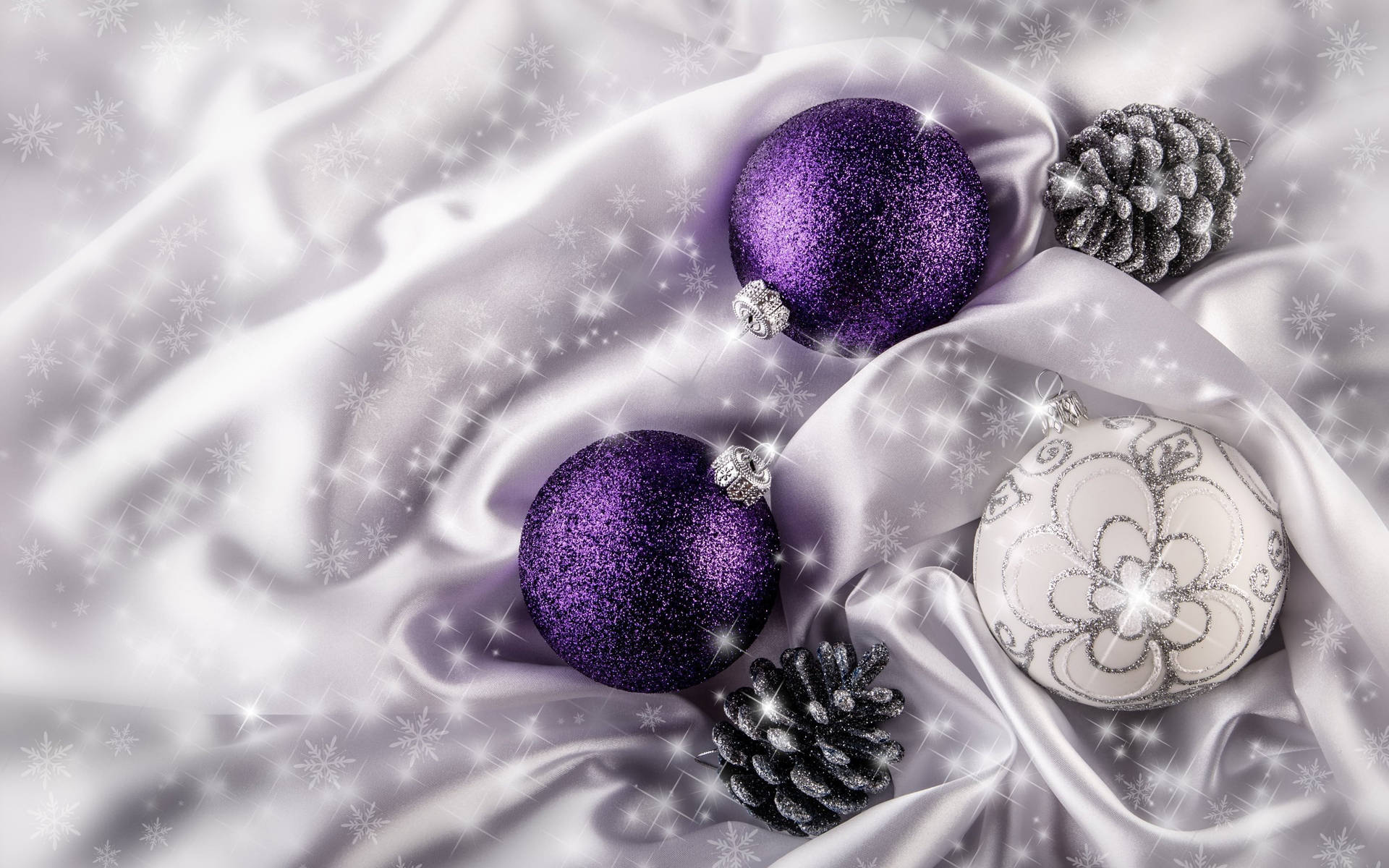 Purple And White Christmas Balls Ornament Background
