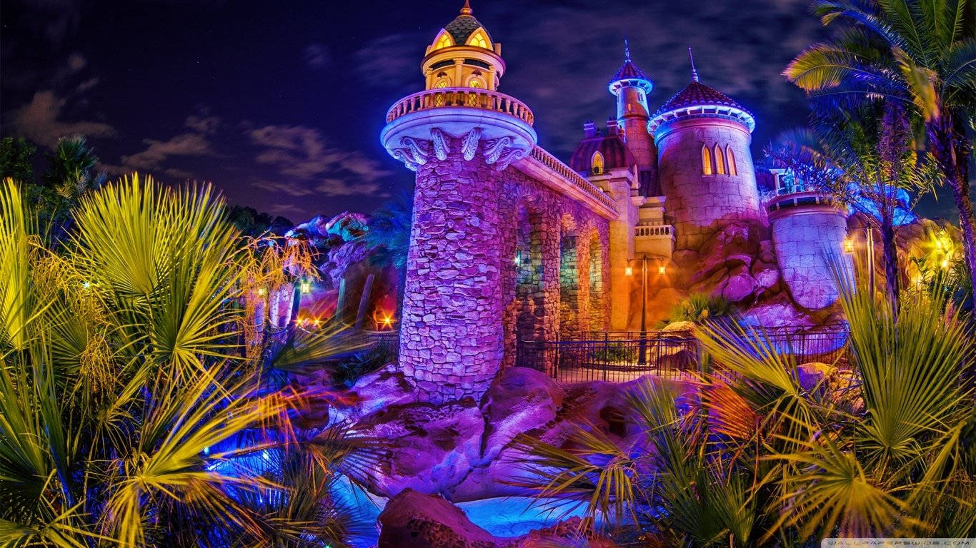 Purple And Yellow Disneyland Castle