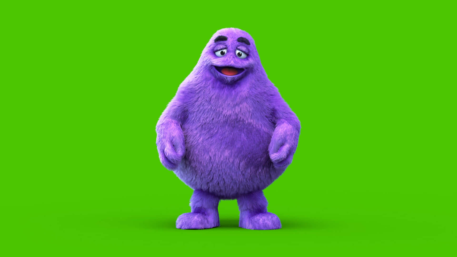 Purple Animated Character Green Background