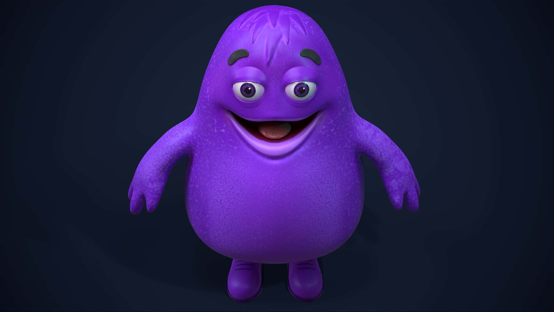 Purple Animated Character Smiling Background