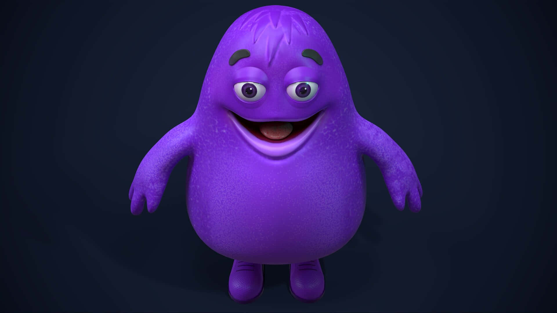 Purple Animated Character Smiling